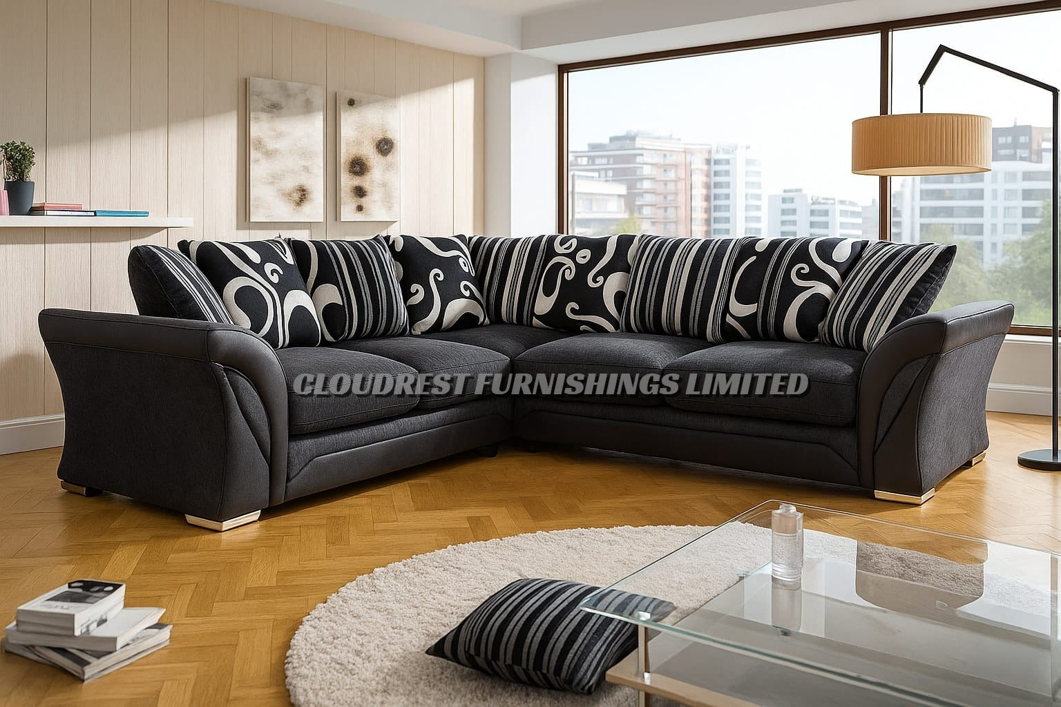 Shannon Chenille Sofa Brand New Black and Grey + Beige and Brown Corner & 3+2 Seater | Stylish Living Room Furniture