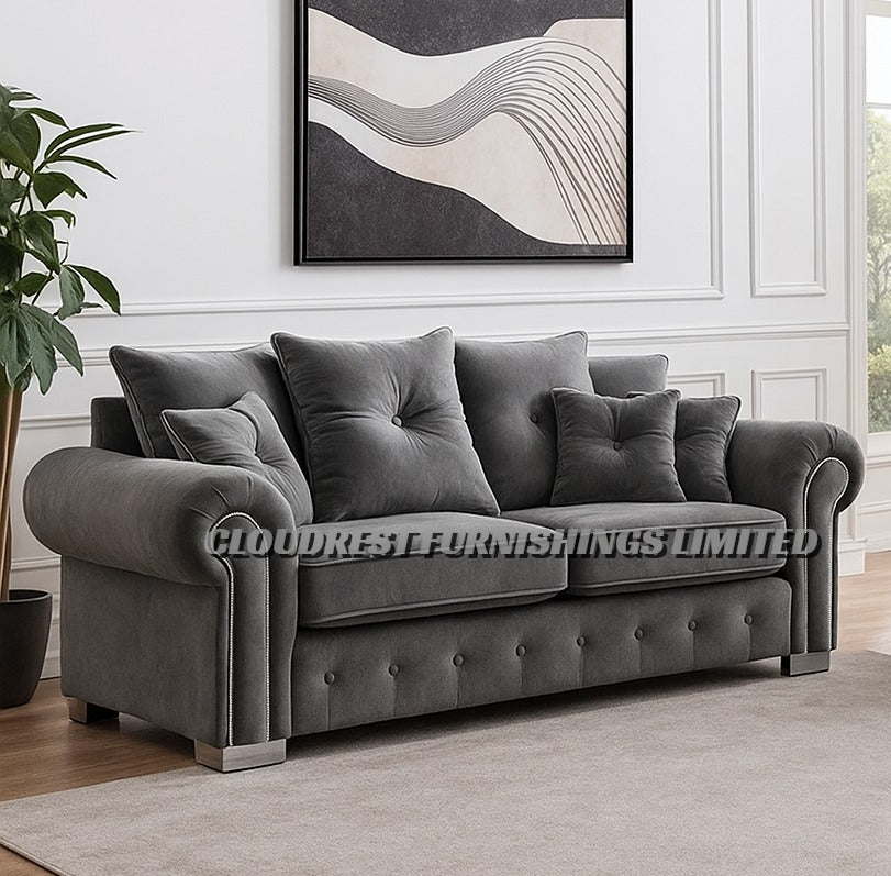 Olympia Sofa Brand New Black, Grey, Silver, Navy Blue Corner & 3+2 Seater Options | Stylish Living Room Furniture