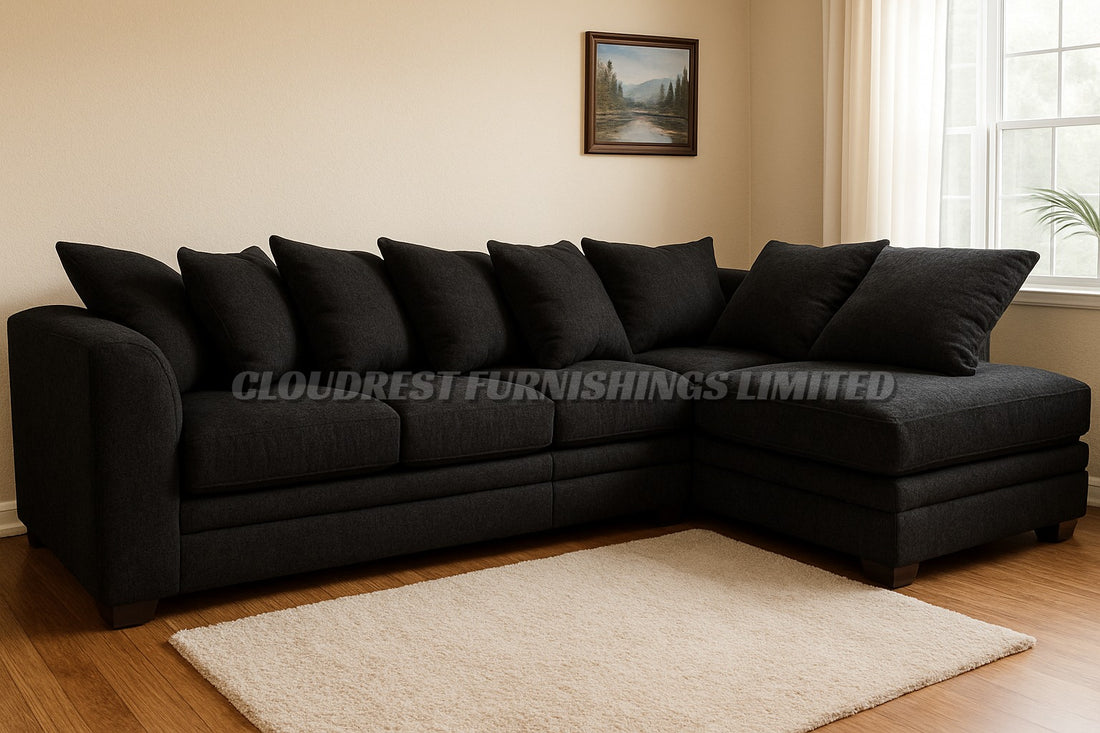 Barcelona Chenille Corner Sofa Brand New Grey Or Black L Shape | Stylish Living Room Furniture