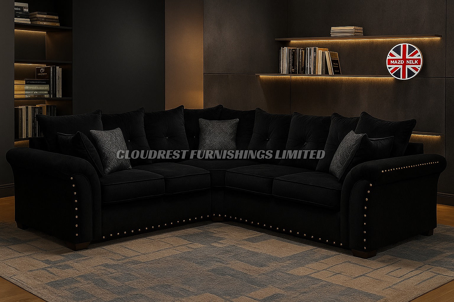 Harrison Sofa Brand New Black, Grey, Cream, Navy Blue Corner | Stylish Living Room Furniture