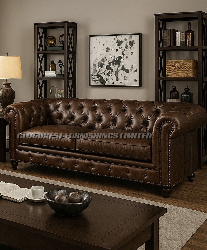Chesterfield Leather Sofa Brand New Black, Brown 3+2 Or Corner Stylish Living Room Furniture