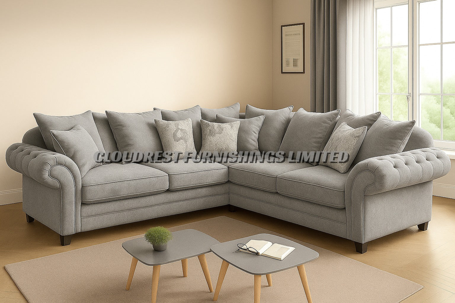 Nicole Sofa Brand New Black, Grey, Cream, Silver Corner | Stylish Living Room Furniture