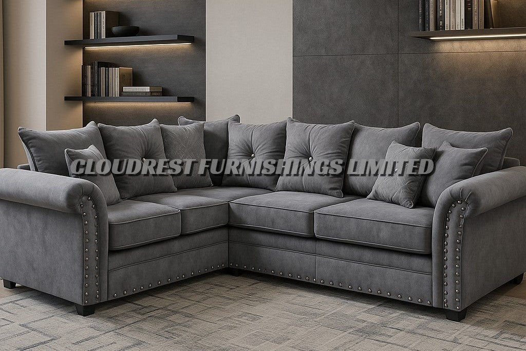 Harrison Sofa Brand New Black, Grey, Cream, Navy Blue Corner | Stylish Living Room Furniture
