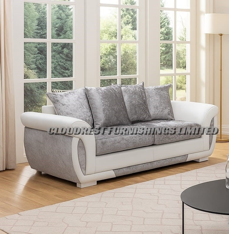Shannon Luxury Crushed Velvet Sofa - Brand New White & Silver Corner & 3+2 Seater | Stylish Living Room Furniture