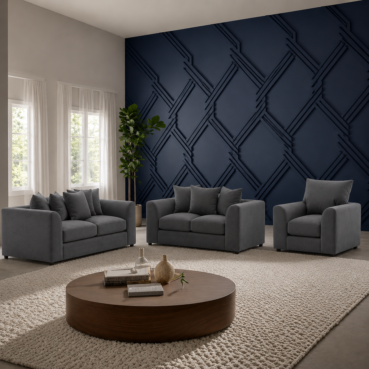Dylan 3+2+1 Seater Sofa Set – Modern Scatter Back Sofa Suite