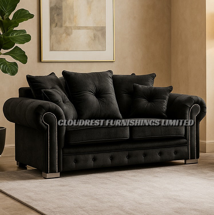 Olympia Sofa Brand New Black, Grey, Silver, Navy Blue Corner & 3+2 Seater Options | Stylish Living Room Furniture