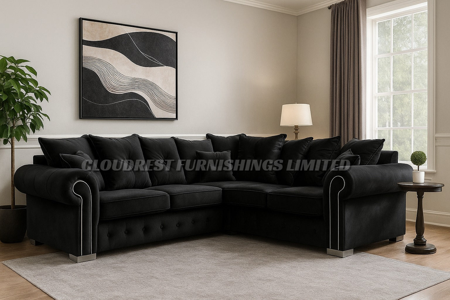 Olympia Sofa Brand New Black, Grey, Silver, Navy Blue Corner & 3+2 Seater Options | Stylish Living Room Furniture