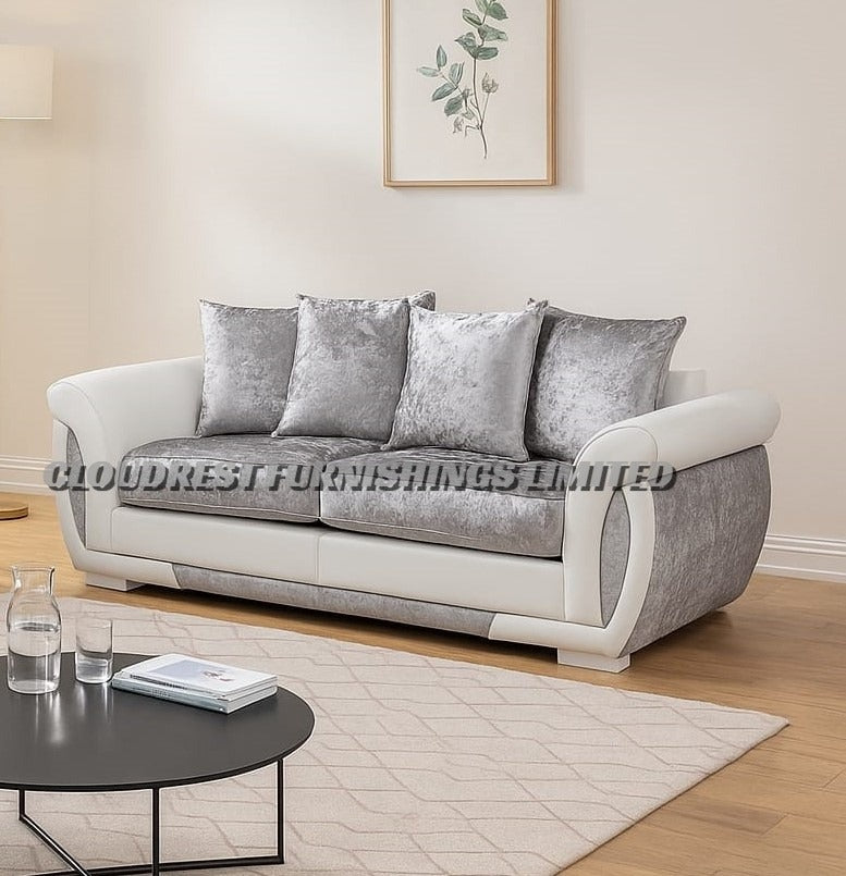 Shannon Luxury Crushed Velvet Sofa - Brand New White & Silver Corner & 3+2 Seater | Stylish Living Room Furniture
