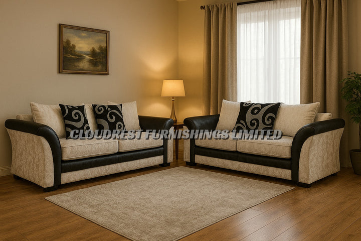 Shannon Crushed Velvet Sofa Brand New Black and Silver 3+2 & Corner | Stylish Living Room Furniture