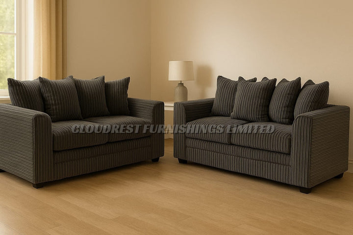 Dylan Jumbo Cord Sofa Brand New Grey, Black, Beige, Cream, Blue 3+2 Seater | Stylish Living Room Furniture