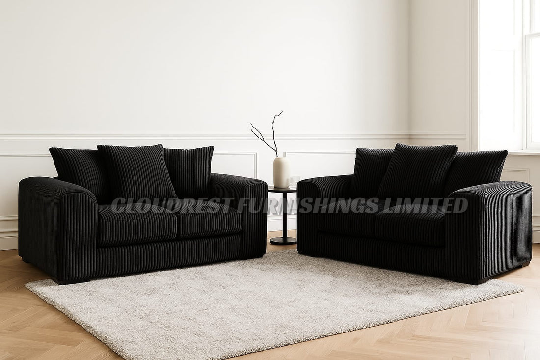 Dylan Jumbo Cord Sofa Brand New Grey, Black, Beige, Cream, Blue 3+2 Seater | Stylish Living Room Furniture