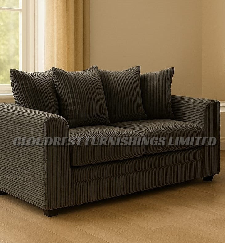 Dylan Jumbo Cord Sofa Brand New Grey, Black, Beige, Cream, Blue 3+2 Seater | Stylish Living Room Furniture