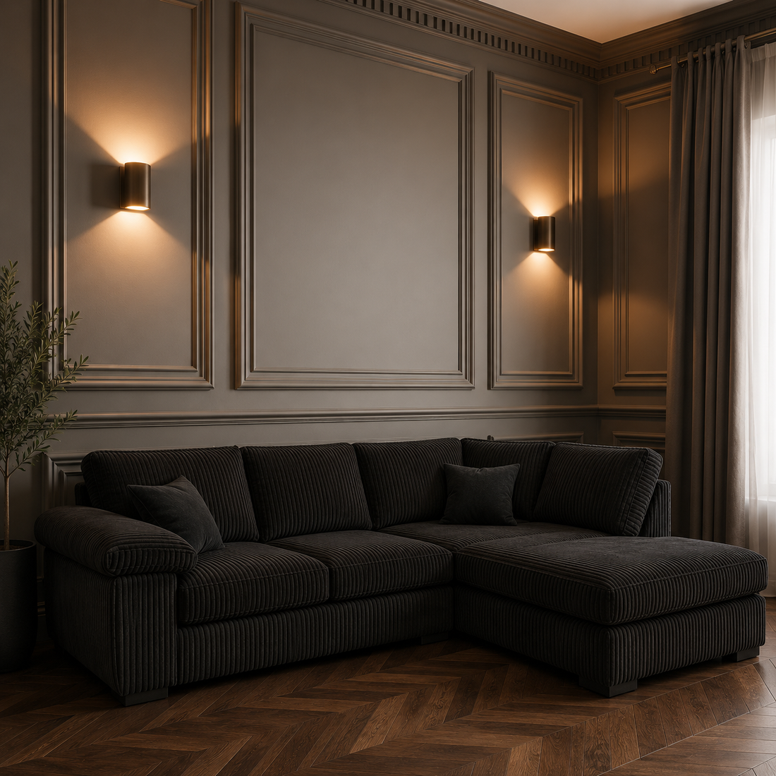 Left or Right Hand Jumbo Cord Corner Sofa with Deep Seating