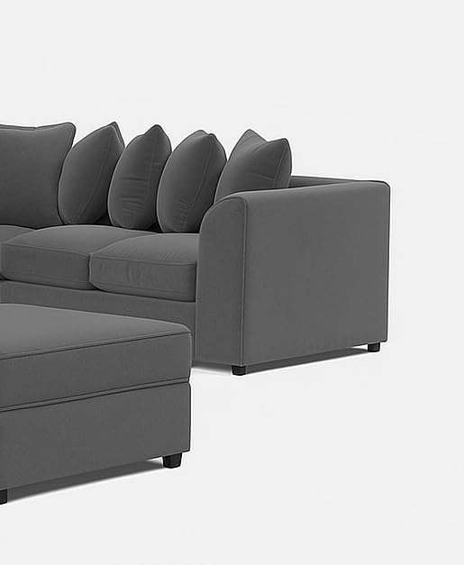 Modern Grey 5 Seater Corner Sofa with Scatter Back Design