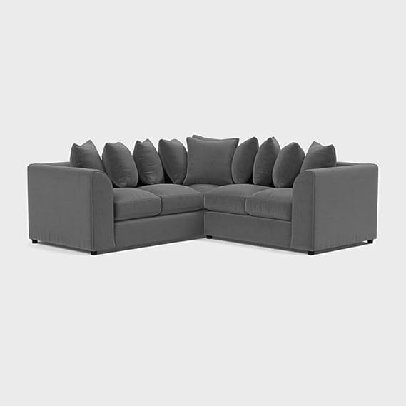 Modern Grey 5 Seater Corner Sofa with Scatter Back Design