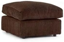 Jumbo Cord 3+1+1 Sofa Set with Cushions and Ottoman Footrest