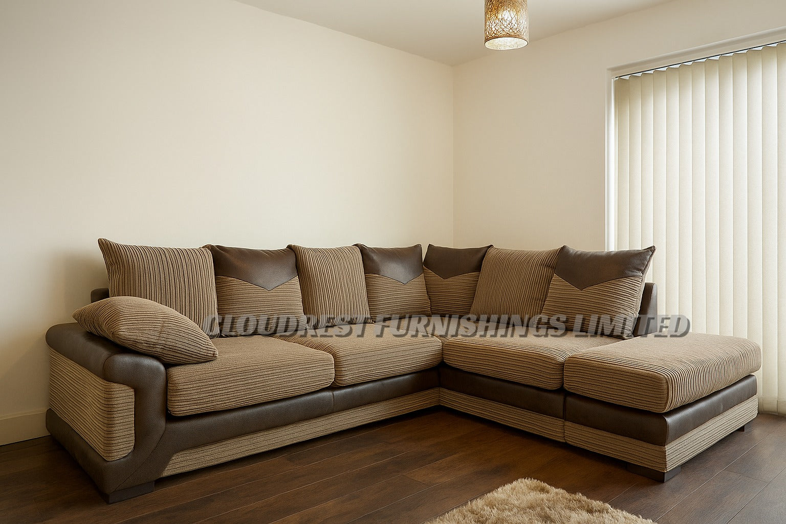 Dino Brand New Black and Grey + Beige and Brown Corner Sofa | Stylish Living Room Furniture