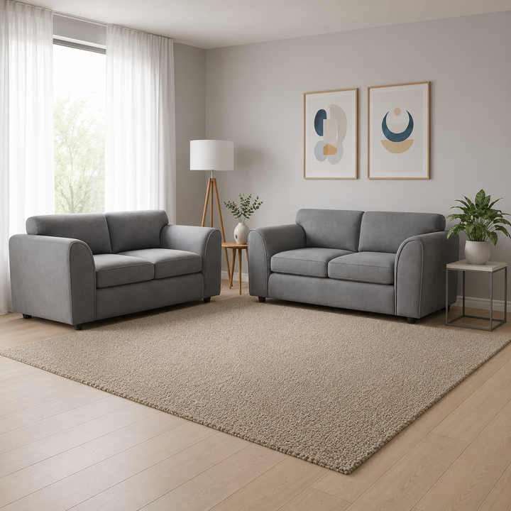 Luxury Grey 3+2 Seater Sofa Set with Standard Back Support