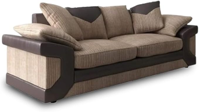 Dino Jumbo Cord Brown & Beige 3 & 2 Seater Sofa