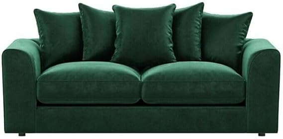 Modern Green Plush Velvet Sofa Suite with Scatter Back Cushions