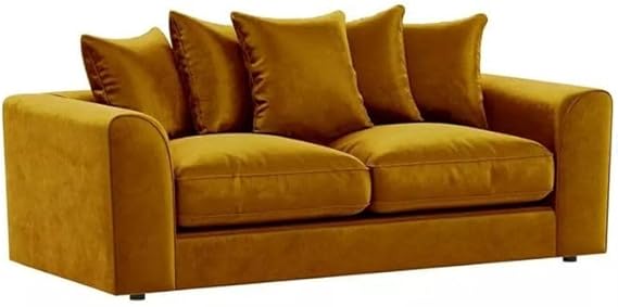 Modular Mustard Velvet 5 Seater Sofa Set with Curved Design