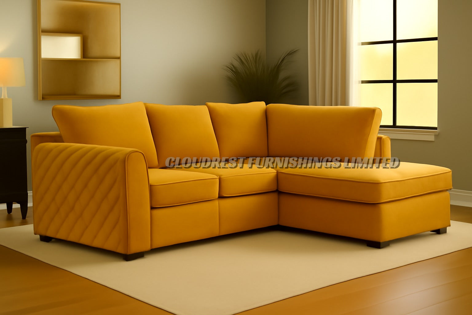 Vortex Plush Velvet Corner Sofa Brand New Grey, Black, Beige, Cream, Blue, Mustard Stylish Living Room Furniture