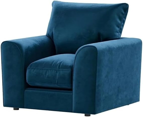 Blue Plush Velvet 3+1+1 Sofa Set with Scatter Back Cushions
