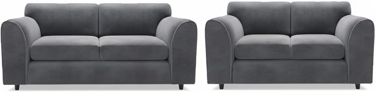 High Back Charcoal Grey 3+2 Seater Sofa Set for Lounges
