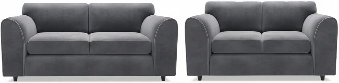 High Back Charcoal Grey 3+2 Seater Sofa Set for Lounges