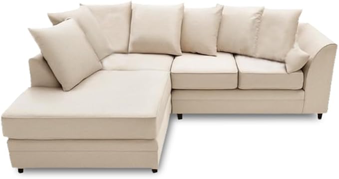 Dylan Plush Velvet L Shape 4 Seater Corner Sofa (Cream)