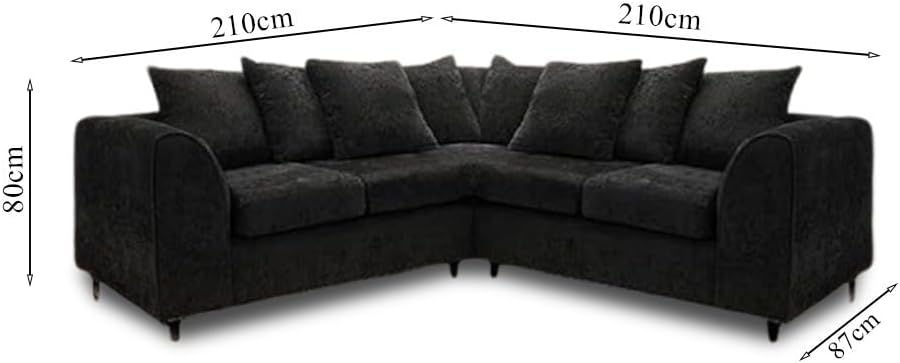 Dylan dual arm 5 seater 2c2 AlaskaCorner Sofa+Footstool (Black)