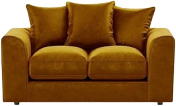 Modular Mustard Velvet 5 Seater Sofa Set with Curved Design