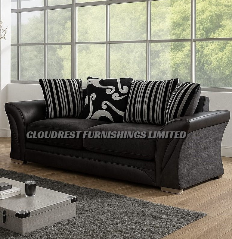 Shannon Chenille Sofa Brand New Black and Grey + Beige and Brown Corner & 3+2 Seater | Stylish Living Room Furniture