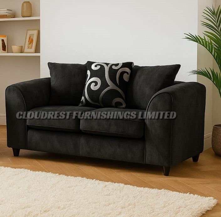 Dylan Chenille Sofa Brand New Black and Grey 3+2 Seater | Stylish Living Room Furniture