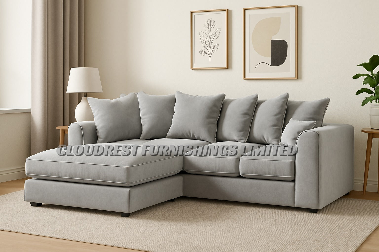 Dylan  Plush Velvet Brand New Grey, Black, Silver, Beige, Navy Blue Corner Sofa | Stylish Living Room Furniture