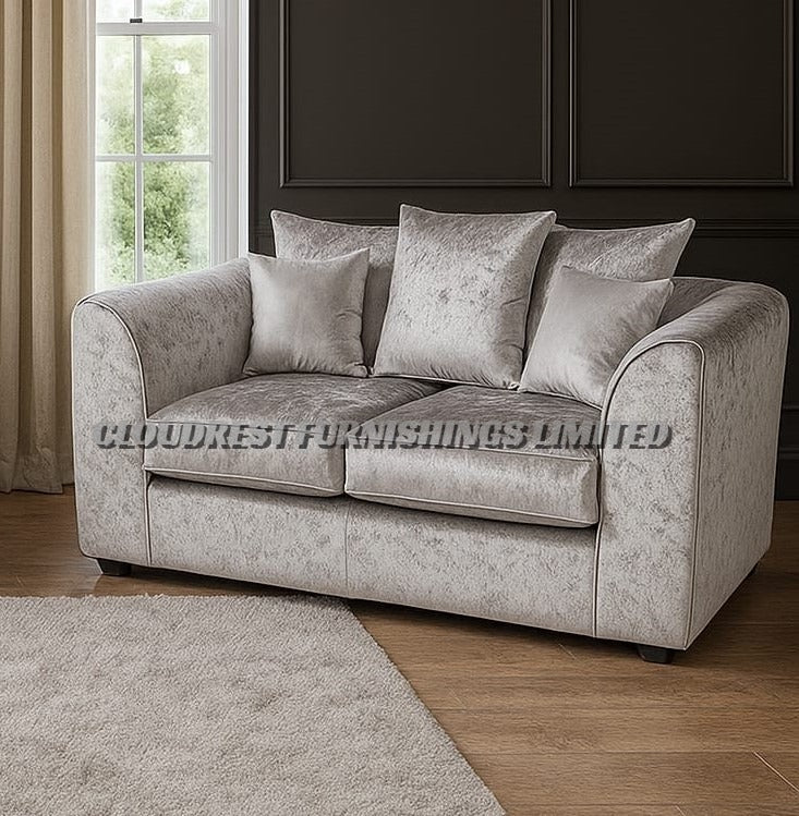 Dylan Crushed Velvet Sofa Brand New Silver + Black 3+2 Seater | Stylish Living Room Furniture