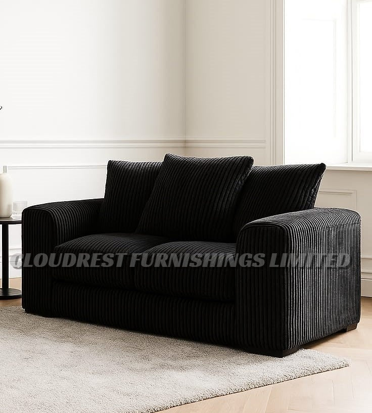 Dylan Jumbo Cord Sofa Brand New Grey, Black, Beige, Cream, Blue 3+2 Seater | Stylish Living Room Furniture