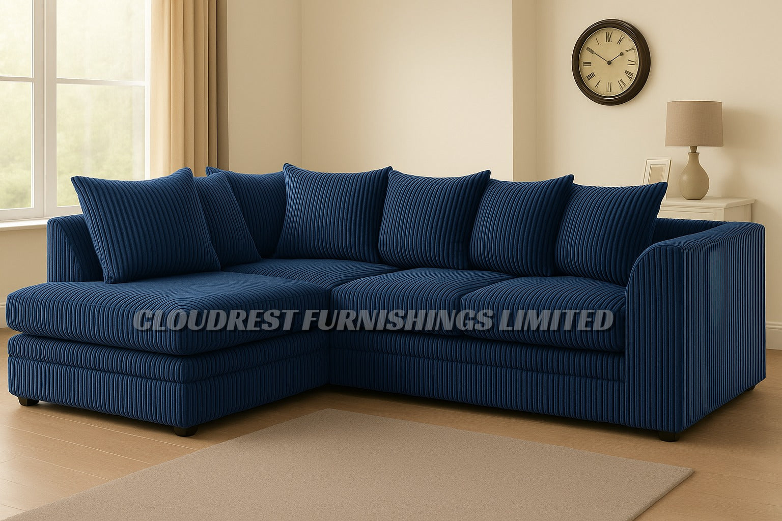 Dylan Jumbo Cord Brand New Grey, Black, Beige, Cream, Blue Corner Sofa | Stylish Living Room Furniture