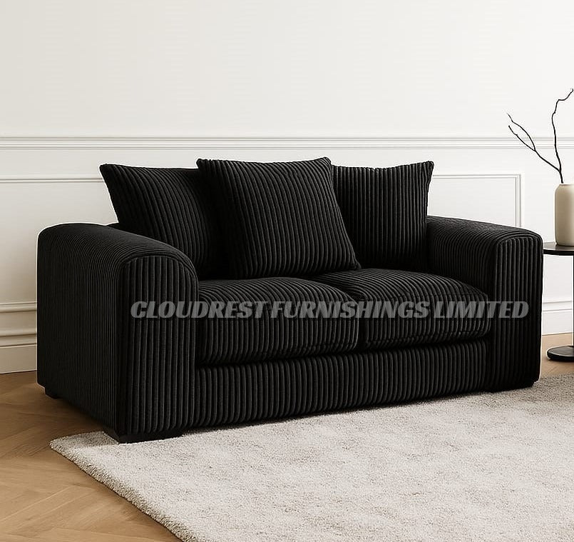 Dylan Jumbo Cord Sofa Brand New Grey, Black, Beige, Cream, Blue 3+2 Seater | Stylish Living Room Furniture