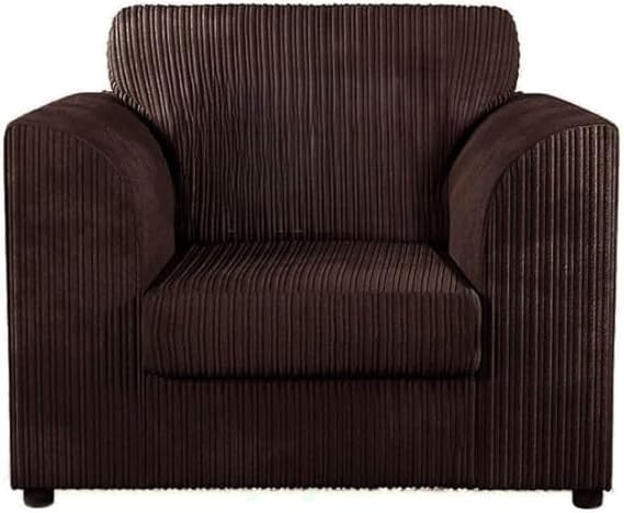 Jumbo Cord 3+1+1 Sofa Set with Cushions and Ottoman Footrest