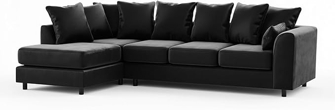 L-Shape Plush Velvet 5 Seater Corner Sofa with Scatter Back Cushions