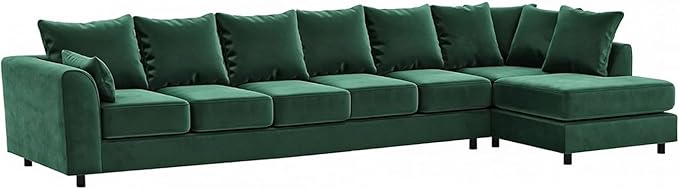 Large L Shaped 7 Seater Velvet Corner Couch for Living Room