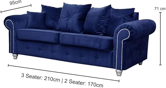 Ashwinn Diamond Tufted Velvet Sofa Set with 3 and 2 Seaters