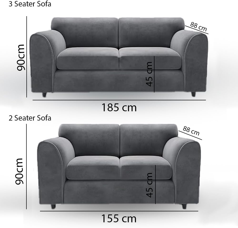 High Back Charcoal Grey 3+2 Seater Sofa Set for Lounges
