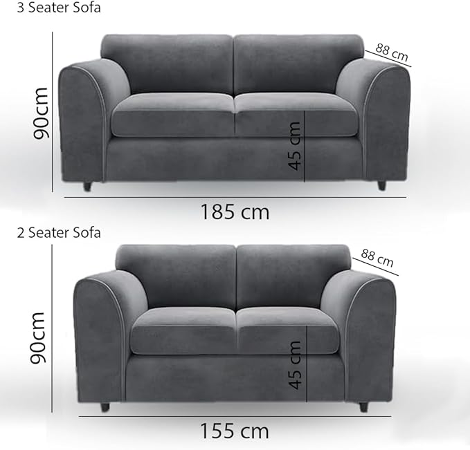 Luxury Grey 3+2 Seater Sofa Set with Standard Back Support