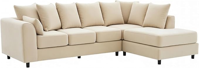 L-Shape Plush Velvet 5 Seater Corner Sofa with Scatter Back Cushions