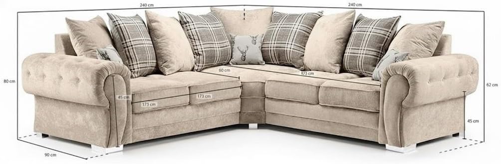 Verona Kensington Dual Arm 5 seater 2c2 Corner sofa (Mink)