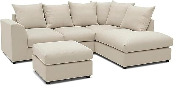 Elegant Cream Corner Sofa Set with Footstool for Modern Homes