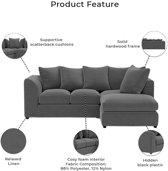 Comfortable Two Piece Cloud Couch with Modular L Shape Design