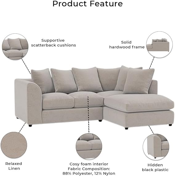 Comfortable Two Piece Cloud Couch with Modular L Shape Design